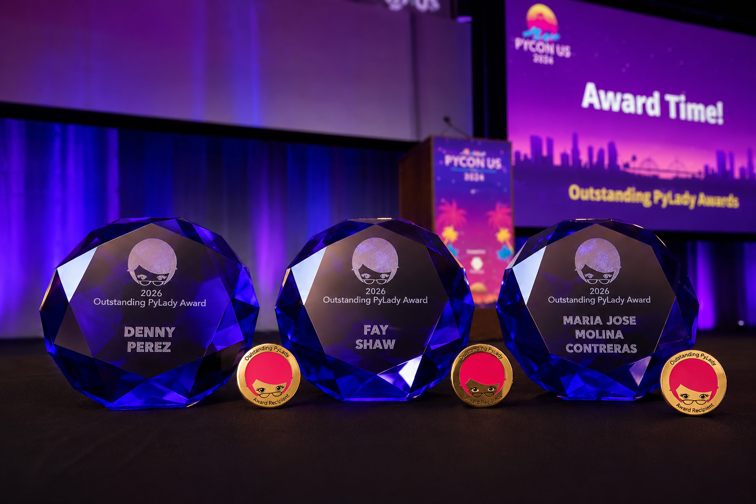 Close-up of trophies