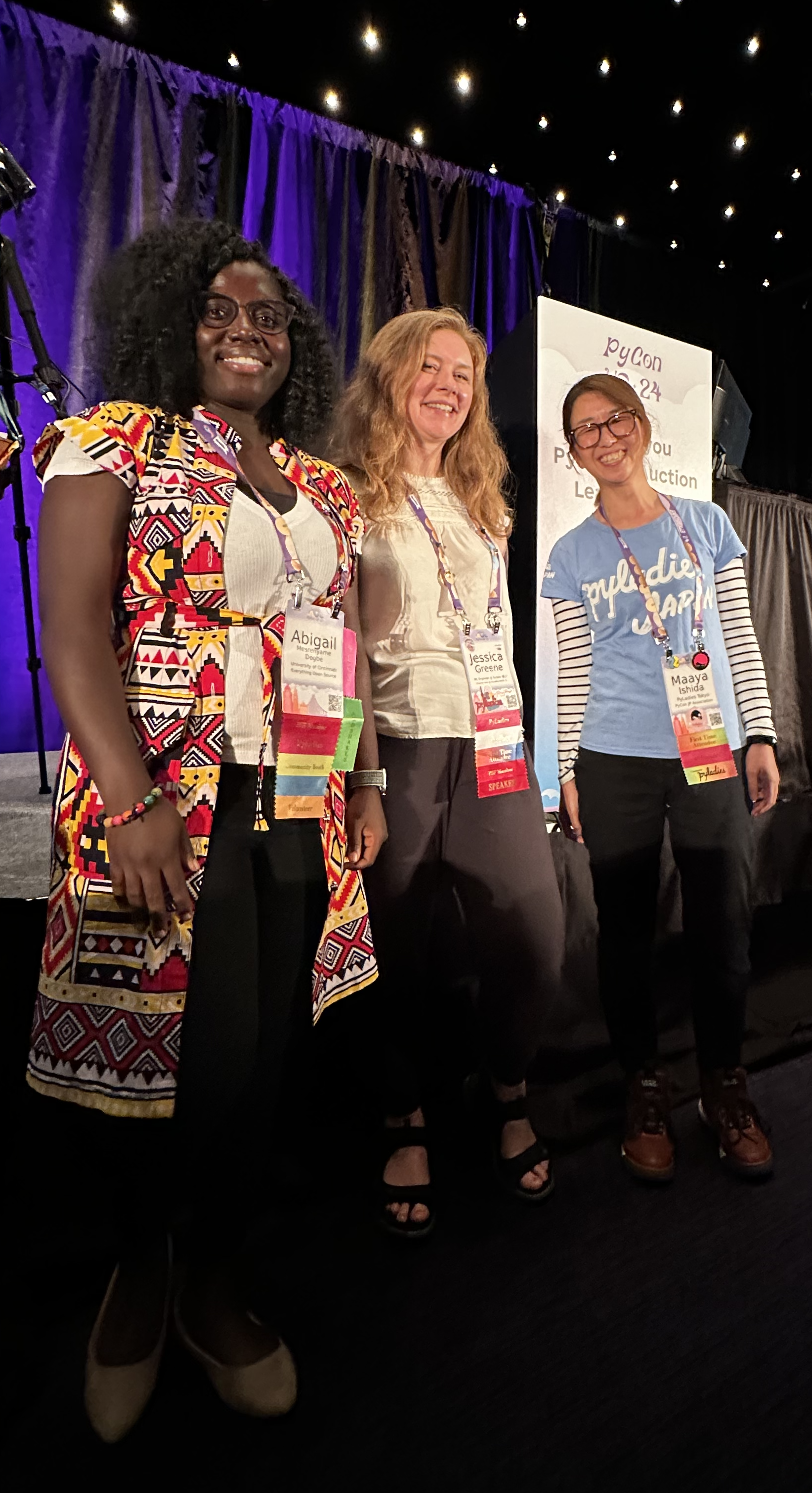 Award winners posing at the PyLadies auction at PyCon US 2024